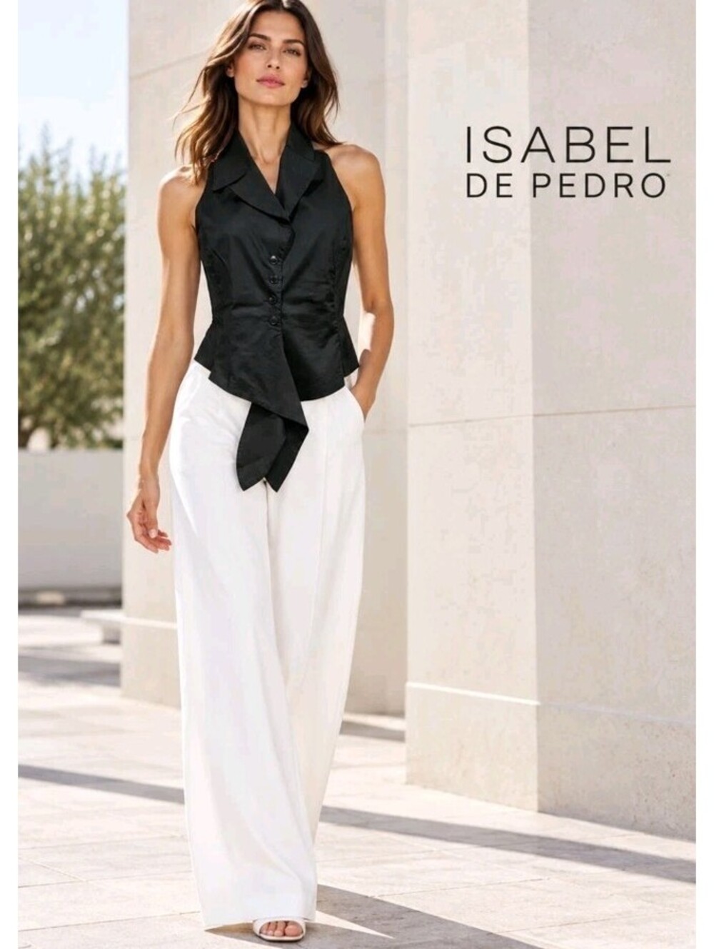 Isabel De Pedro Women's Top US 8 Black Sleeveless Button Up #CC